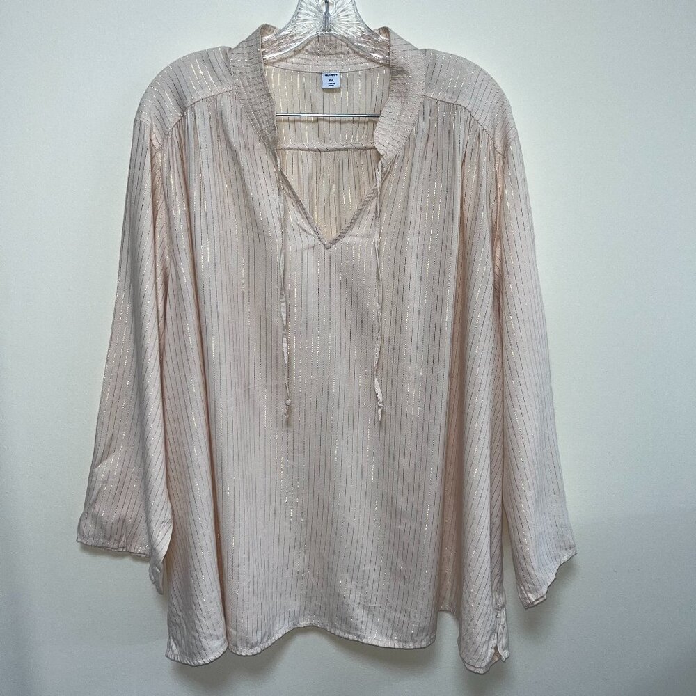 Old Navy Cream and Gold Striped Blouse
